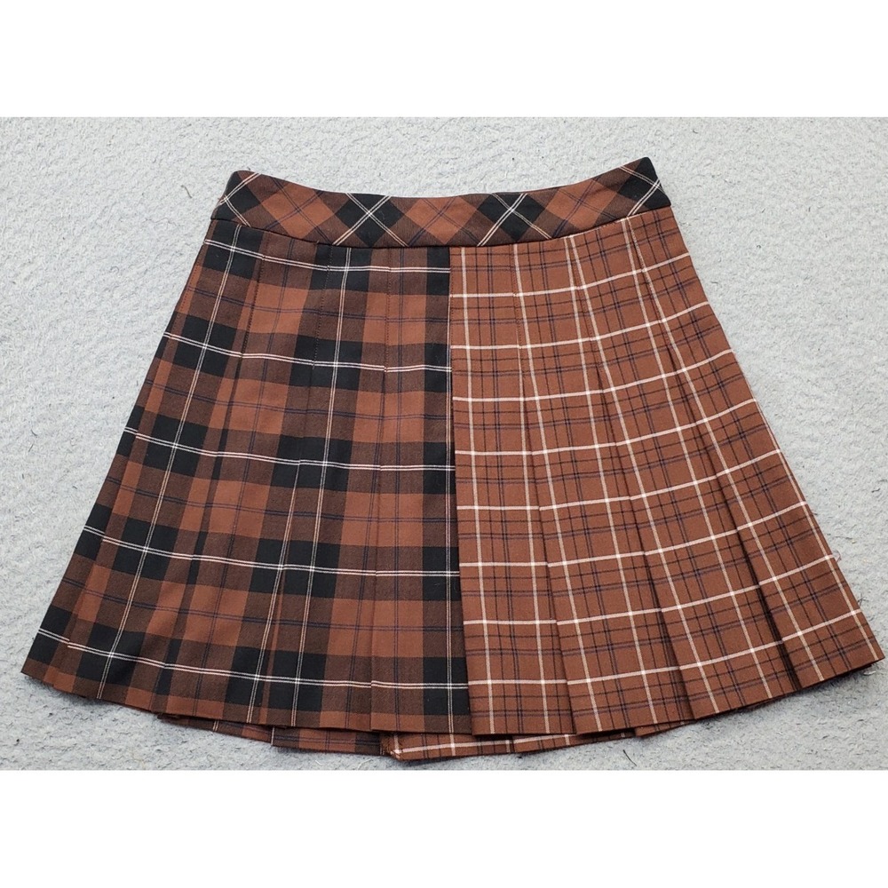 Aritzia Sunday Best A-Line Mini Skirt Womens 0 Multi Plaid Pleated Back Zip
